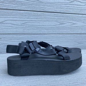Teva Platform Sandals, Black, Size 8